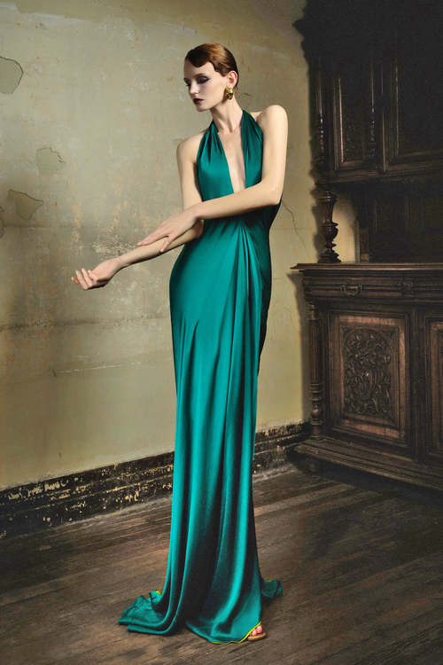 Turquoise Reversible Halter Maxi Dress