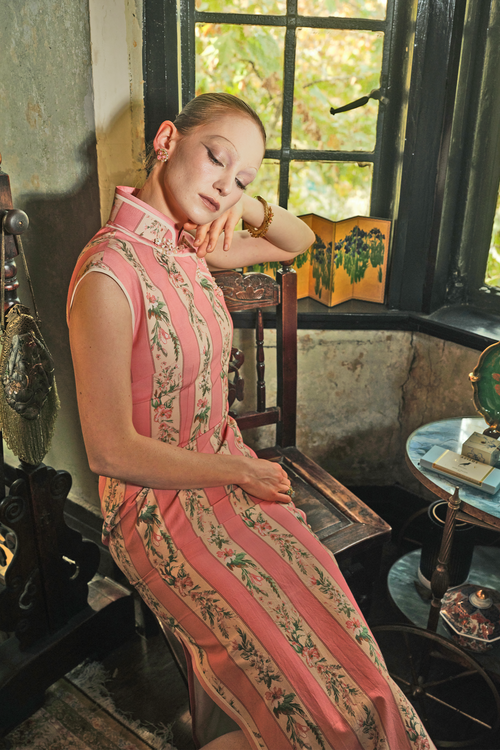 Pink Floral Qipao Cheongsam Dress