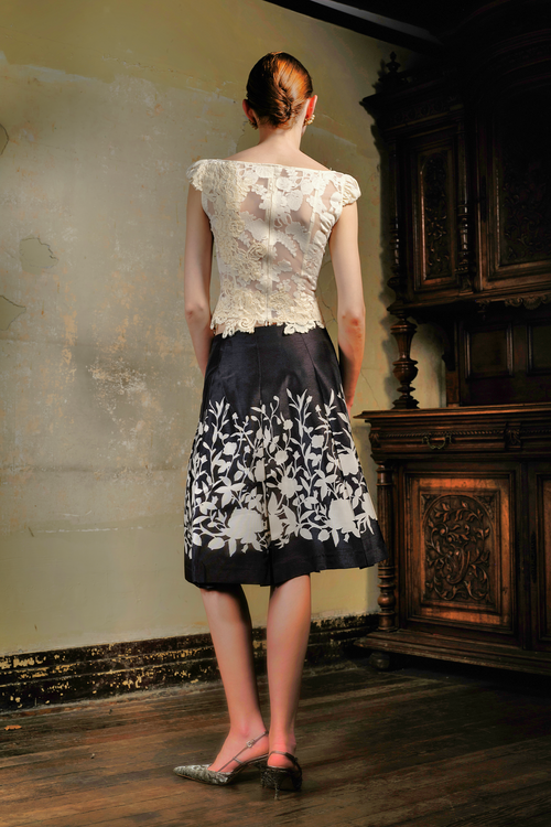 Cream Lace Applique Corset Top