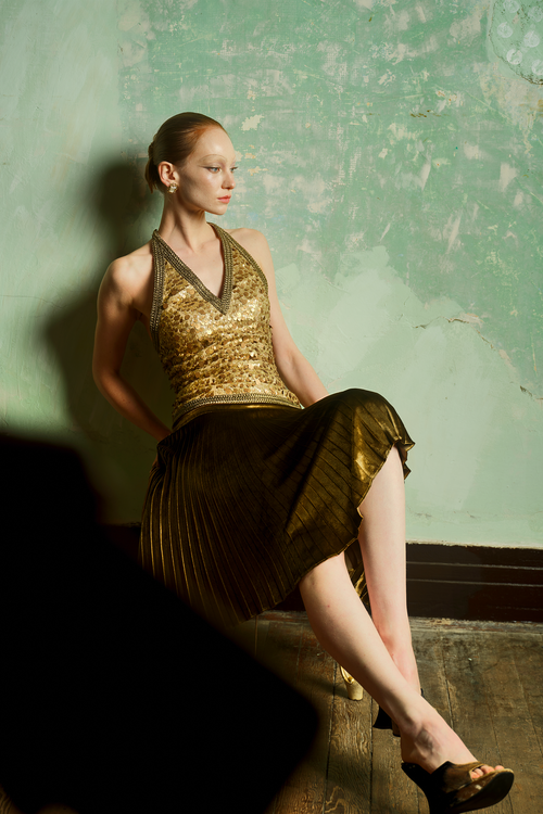 Bronze Sequin Halter Top