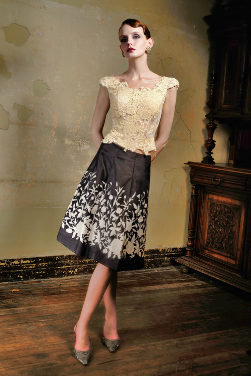 Cream Lace Applique Corset Top