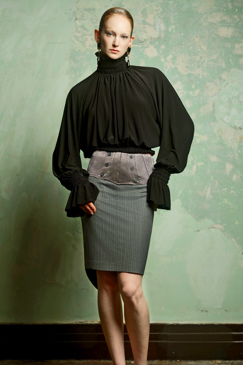 Black Balloon Sleeve Blouse