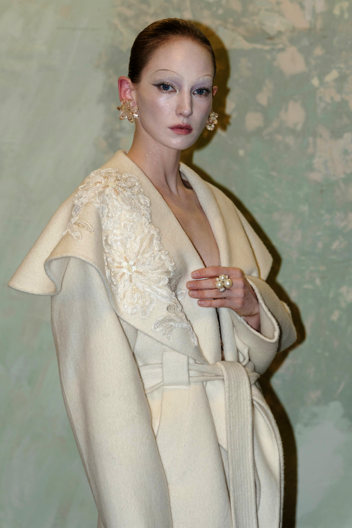 Cream Wool Alpaca Wrap Coat
