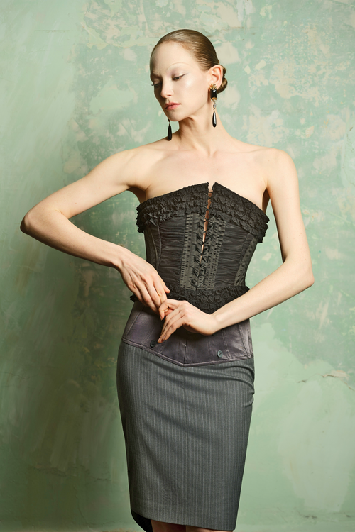 Black Lace-Up Corset Waist Cincher