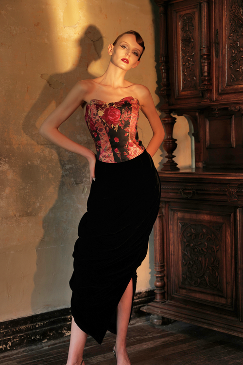 Rose Jacquard Strapless Corset Top