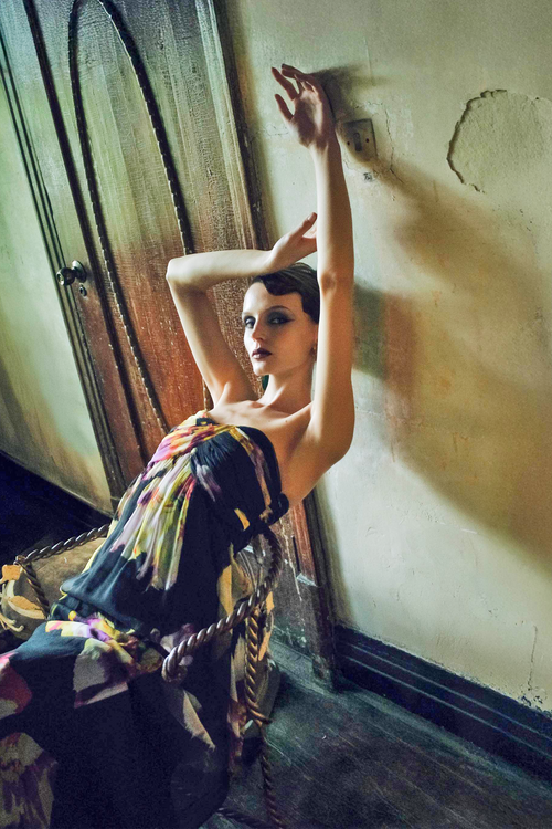 Black Orchid Print Silk Strapless Maxi Dress